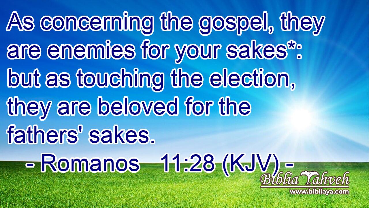 As concerning the gospel, they are enemies for your sakes*: but as touching the election, they are beloved for the fathers' sakes.