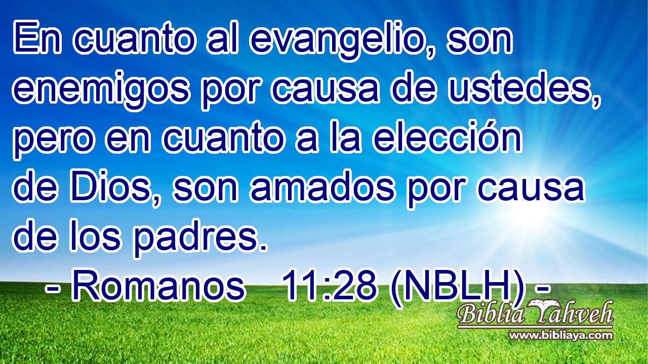  En cuanto al evangelio, son enemigos por causa de ustedes, pero en cuanto a la elección de Dios, son amados por causa de los padres. 