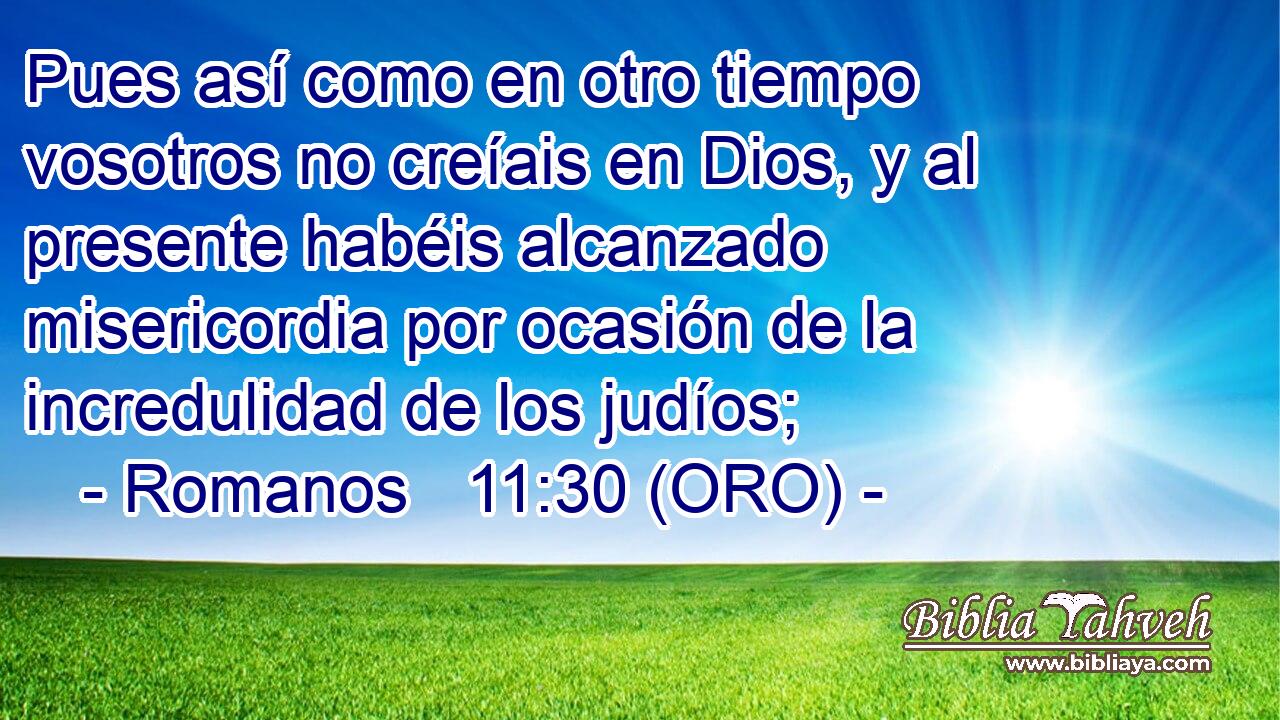  Pues así como en otro tiempo vosotros no creíais en Dios, y al presente habéis alcanzado misericordia por ocasión de la incredulidad de los judíos; 