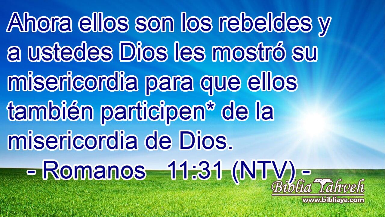 Ahora ellos son los rebeldes y a ustedes Dios les mostró su misericordia para que ellos también participen* de la misericordia de Dios.