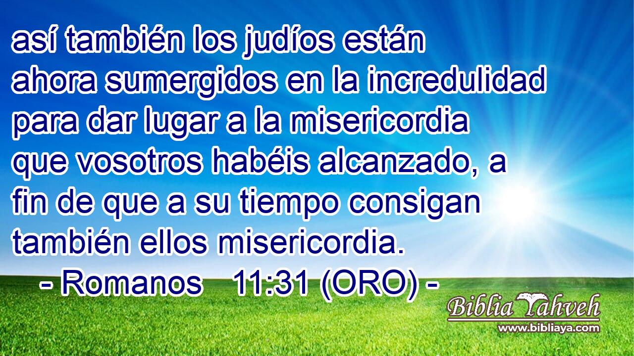  así también los judíos están ahora sumergidos en la incredulidad para dar lugar a la misericordia que vosotros habéis alcanzado, a fin de que a su tiempo consigan también ellos misericordia. 