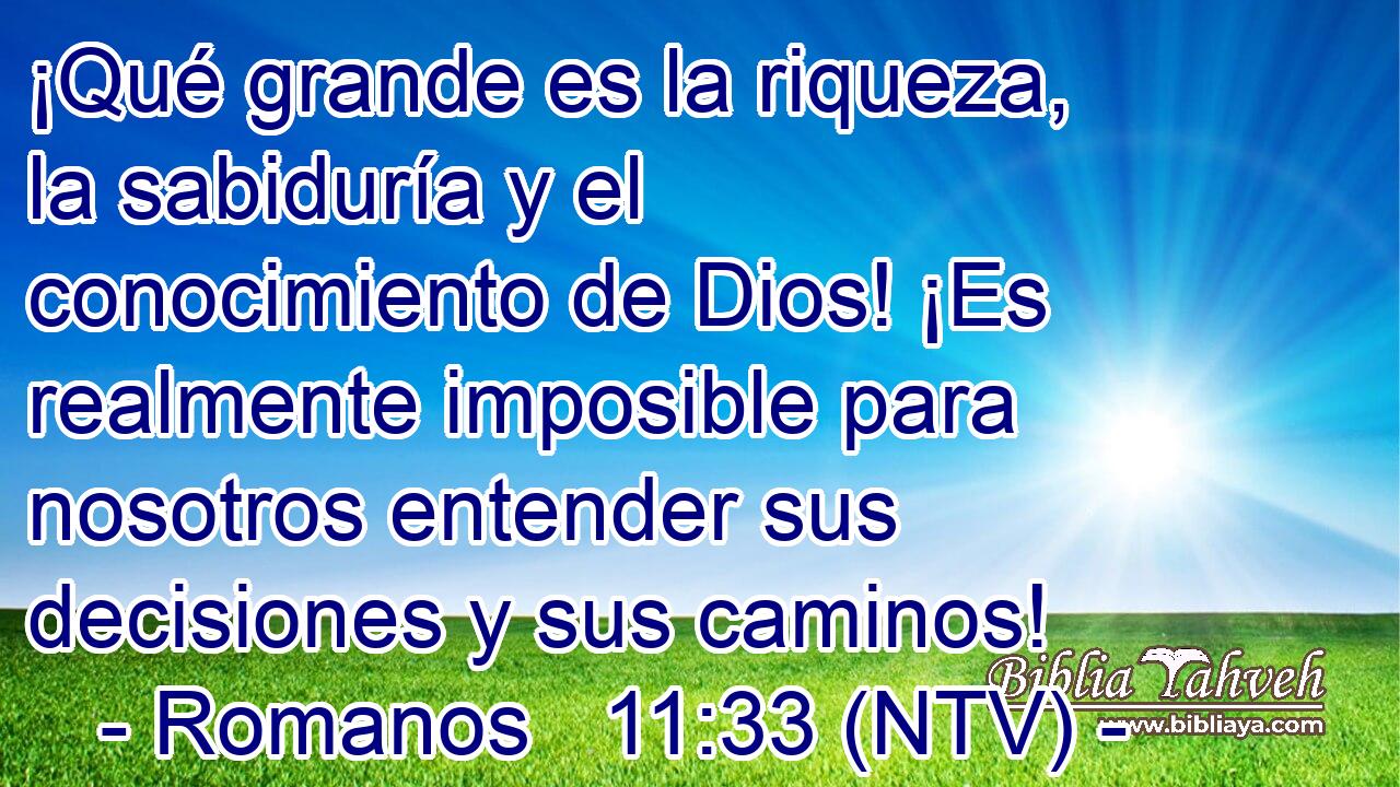 ¡Qué grande es la riqueza, la sabiduría y el conocimiento de Dios! ¡Es realmente imposible para nosotros entender sus decisiones y sus caminos!