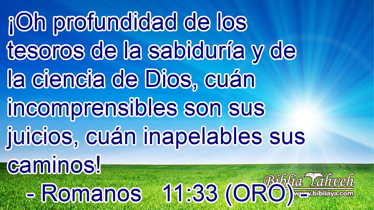  ¡Oh profundidad de los tesoros de la sabiduría y de la ciencia de Dios, cuán incomprensibles son sus juicios, cuán inapelables sus caminos! 