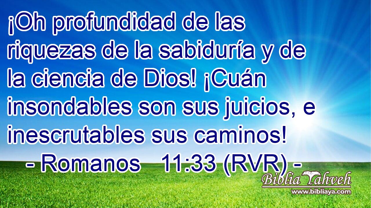 ¡Oh profundidad de las riquezas de la sabiduría y de la ciencia de Dios! ¡Cuán insondables son sus juicios, e inescrutables sus caminos!