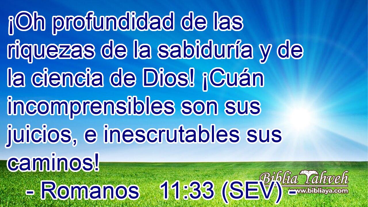 ¡Oh profundidad de las riquezas de la sabiduría y de la ciencia de Dios! ¡Cuán incomprensibles son sus juicios, e inescrutables sus caminos!