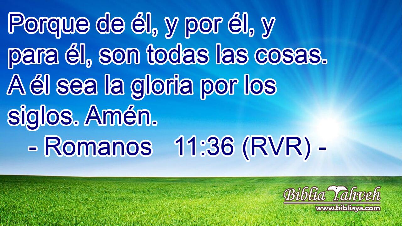 Porque de él, y por él, y para él, son todas las cosas. A él sea la gloria por los siglos. Amén.