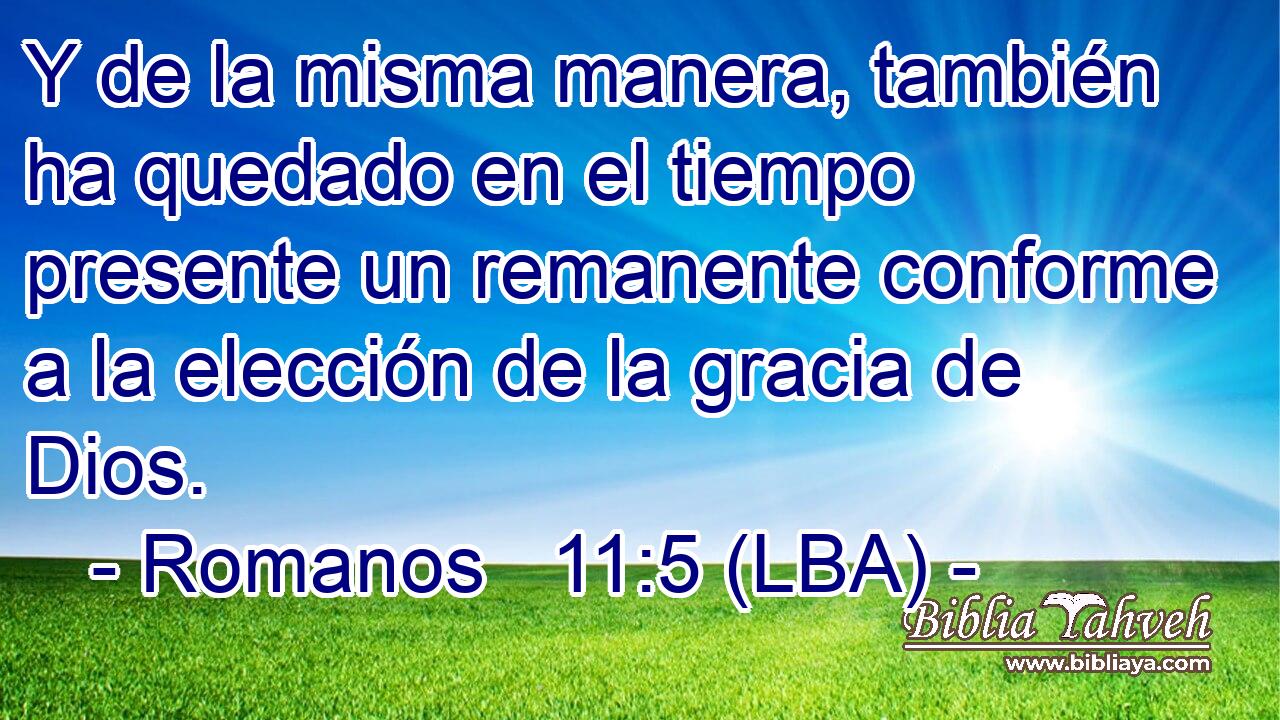 Y de la misma manera, también ha quedado en el tiempo presente un remanente conforme a la elección de la gracia de Dios.