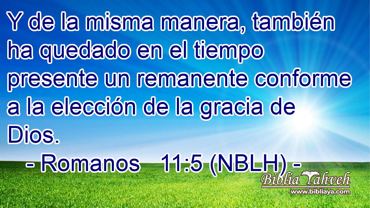  Y de la misma manera, también ha quedado en el tiempo presente un remanente conforme a la elección de la gracia de Dios. 