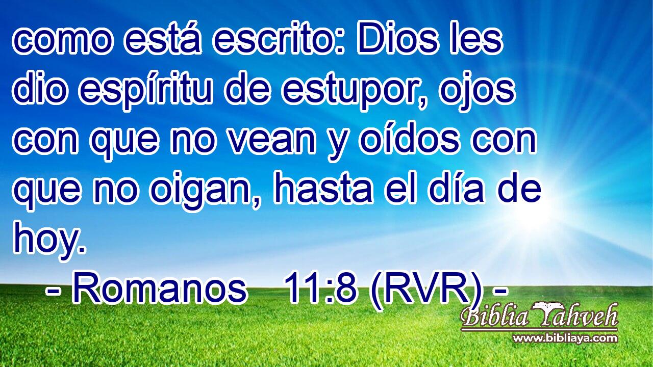 como está escrito: Dios les dio espíritu de estupor, ojos con que no vean y oídos con que no oigan, hasta el día de hoy.