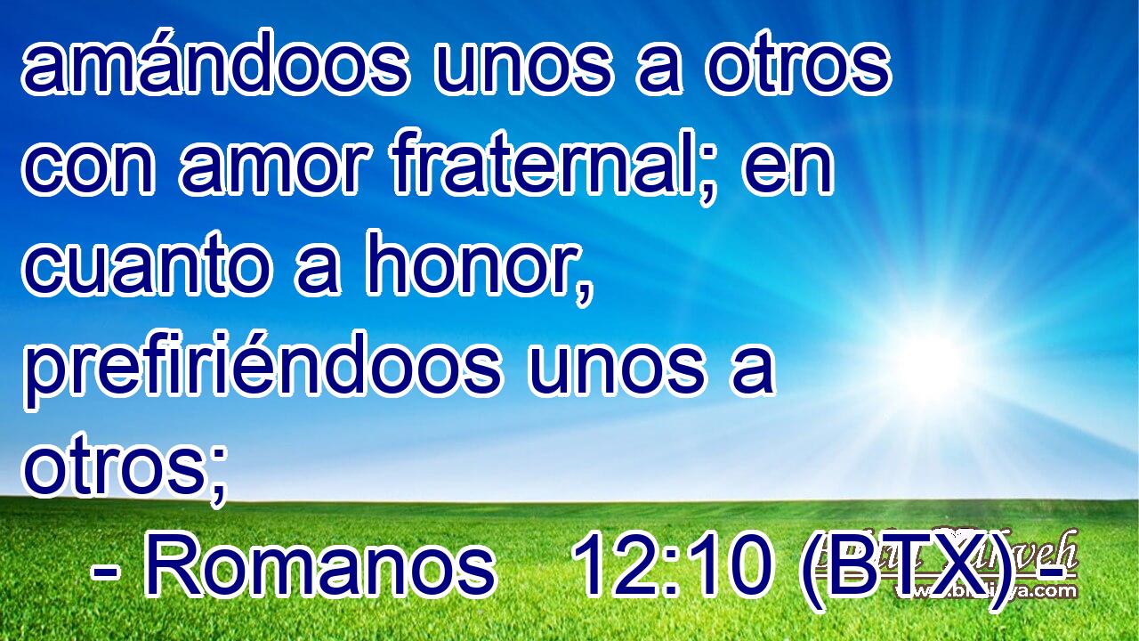 amándoos unos a otros con amor fraternal; en cuanto a honor, prefiriéndoos unos a otros;