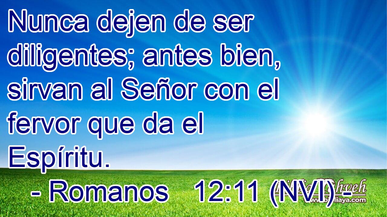  Nunca dejen de ser diligentes; antes bien, sirvan al Señor con el fervor que da el Espíritu. 
