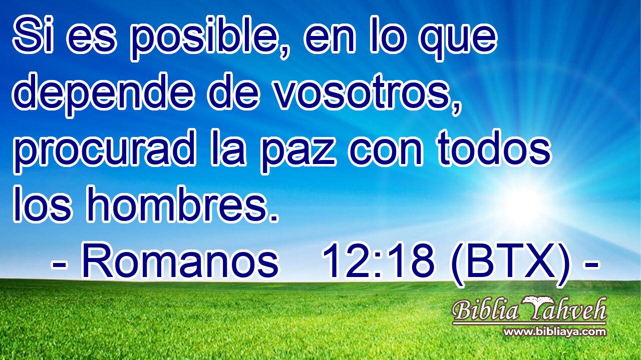Si es posible, en lo que depende de vosotros, procurad la paz con todos los hombres.
