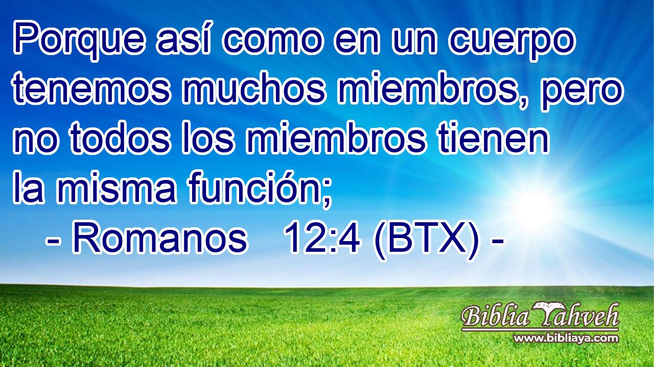 Porque así como en un cuerpo tenemos muchos miembros, pero no todos los miembros tienen la misma función;