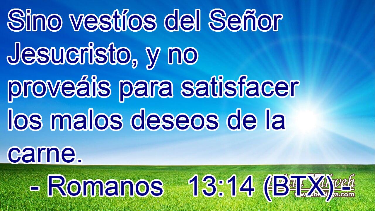 Sino vestíos del Señor Jesucristo, y no proveáis para satisfacer los malos deseos de la carne.