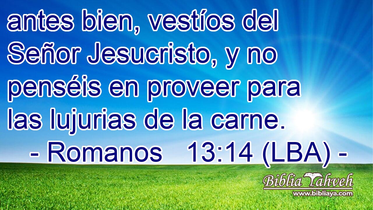 antes bien, vestíos del Señor Jesucristo, y no penséis en proveer para las lujurias de la carne.