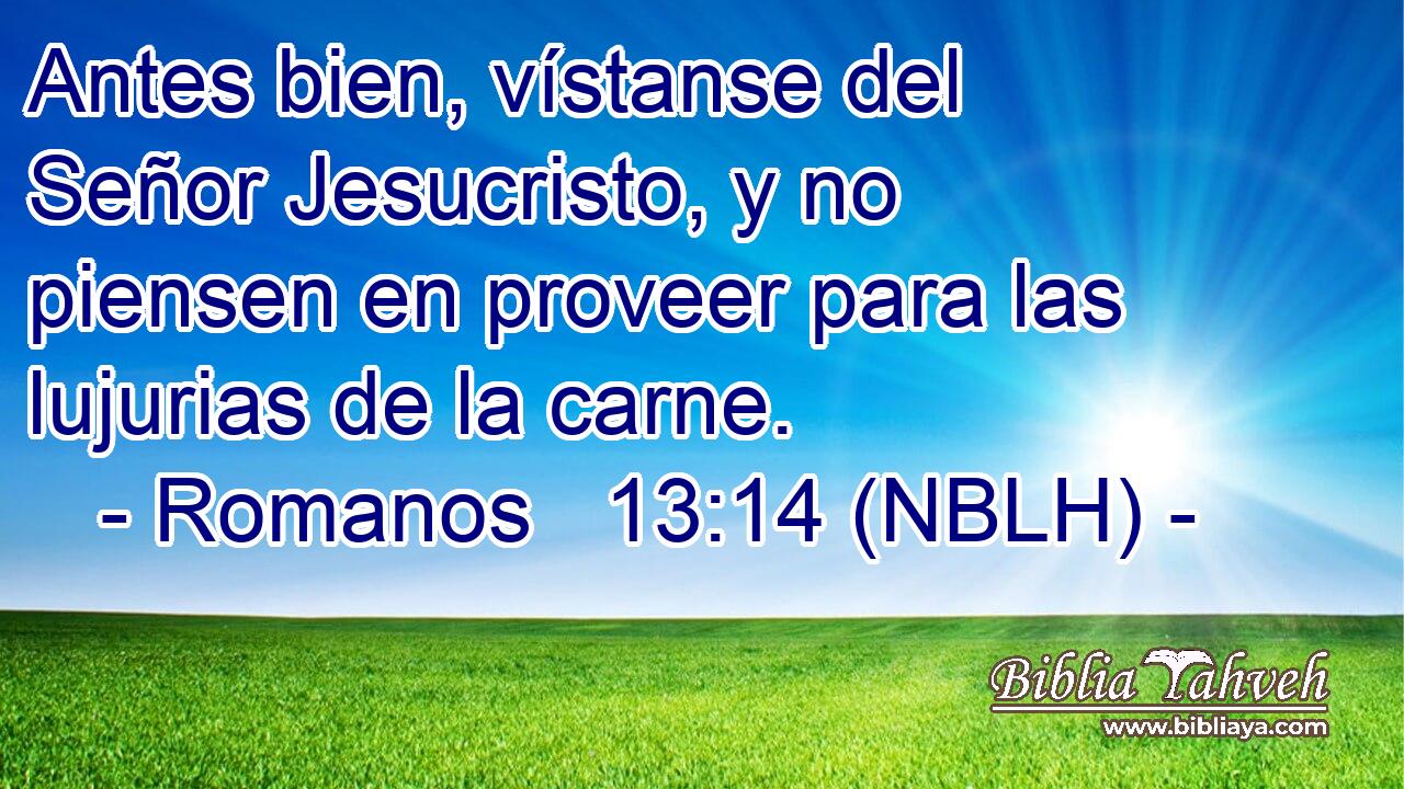  Antes bien, vístanse del Señor Jesucristo, y no piensen en proveer para las lujurias de la carne. 