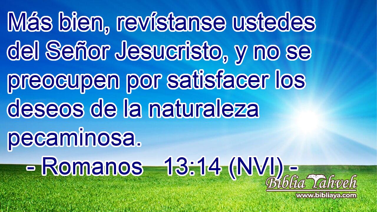  Más bien, revístanse ustedes del Señor Jesucristo, y no se preocupen por satisfacer los deseos de la naturaleza pecaminosa. 