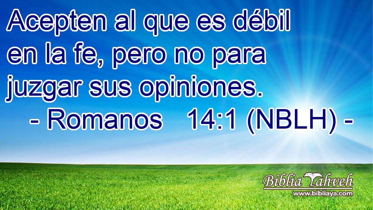  Acepten al que es débil en la fe, pero no para juzgar sus opiniones. 