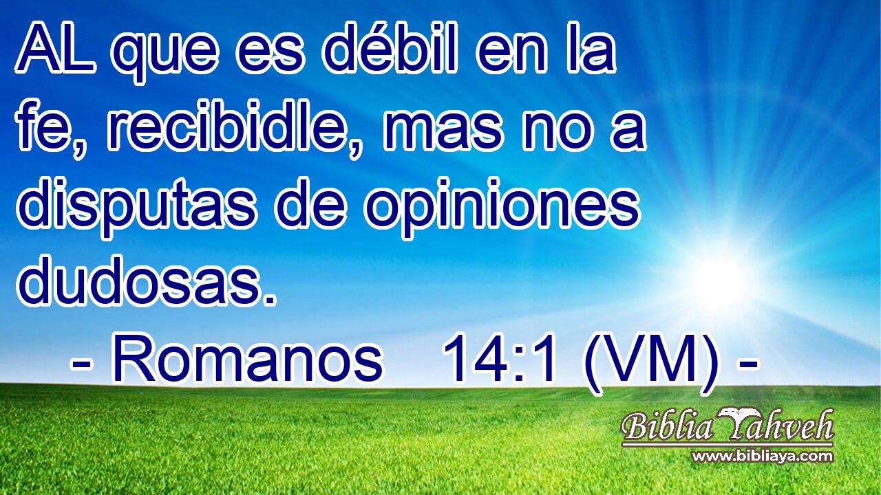  AL que es débil en la fe, recibidle, mas no a disputas de opiniones dudosas. 