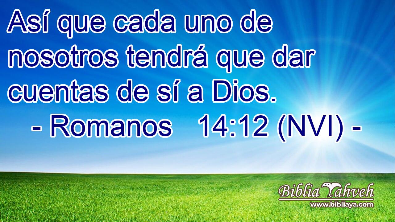  Así que cada uno de nosotros tendrá que dar cuentas de sí a Dios. 