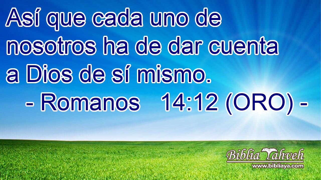  Así que cada uno de nosotros ha de dar cuenta a Dios de sí mismo. 