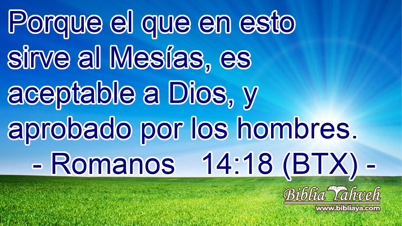 Porque el que en esto sirve al Mesías, es aceptable a Dios, y aprobado por los hombres.
