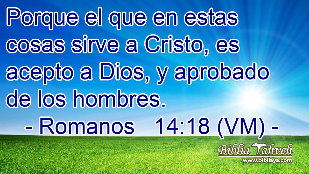  Porque el que en estas cosas sirve a Cristo, es acepto a Dios, y aprobado de los hombres. 
