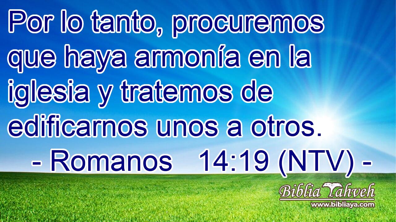 Por lo tanto, procuremos que haya armonía en la iglesia y tratemos de edificarnos unos a otros.