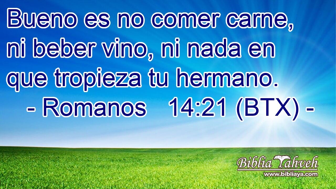 Bueno es no comer carne, ni beber vino, ni nada en que tropieza tu hermano.