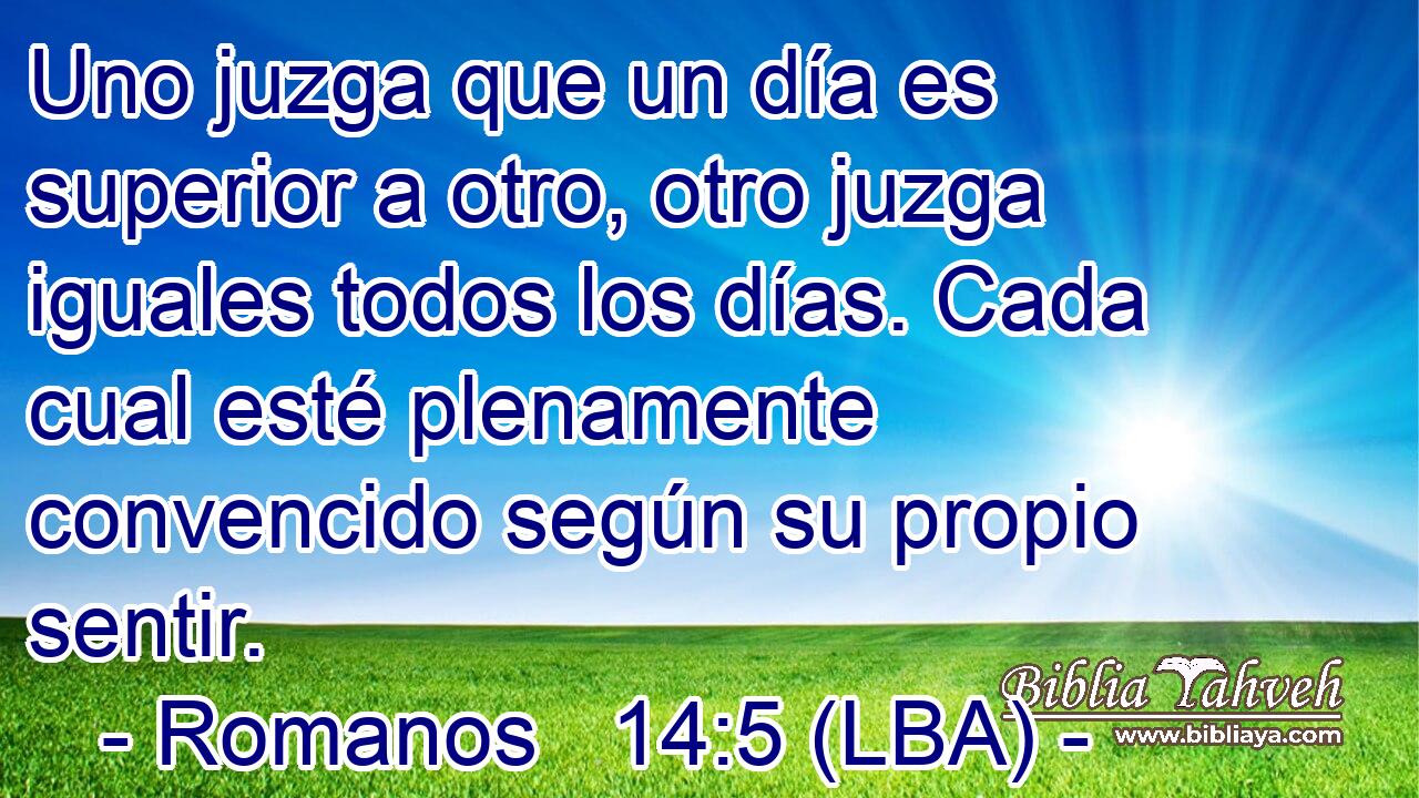 Uno juzga que un día es superior a otro, otro juzga iguales todos los días. Cada cual esté plenamente convencido según su propio sentir.