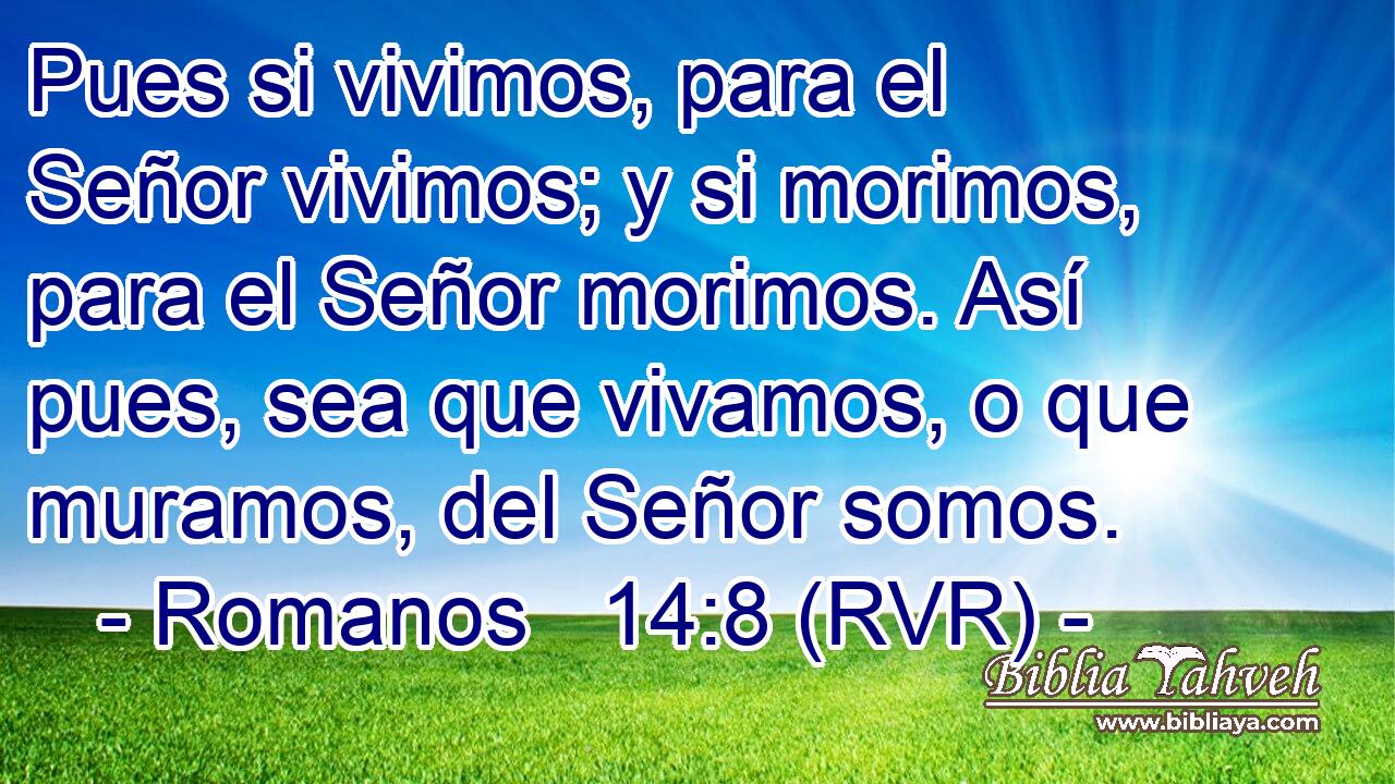 Pues si vivimos, para el Señor vivimos; y si morimos, para el Señor morimos. Así pues, sea que vivamos, o que muramos, del Señor somos.