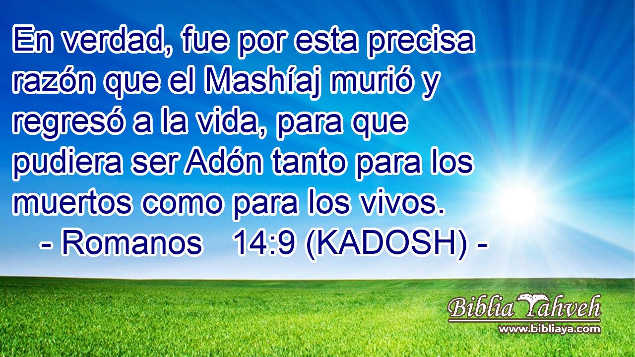  En verdad, fue por esta precisa razón que el Mashíaj murió y regresó a la vida, para que pudiera ser Adón tanto para los muertos como para los vivos. 