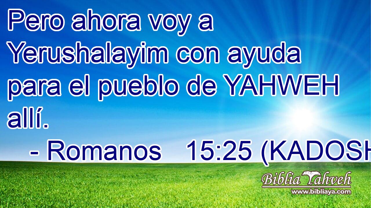  Pero ahora voy a Yerushalayim con ayuda para el pueblo de YAHWEH allí. 