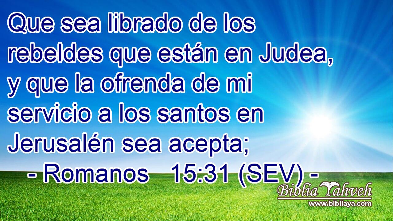 Que sea librado de los rebeldes que están en Judea, y que la ofrenda de mi servicio a los santos en Jerusalén sea acepta;
