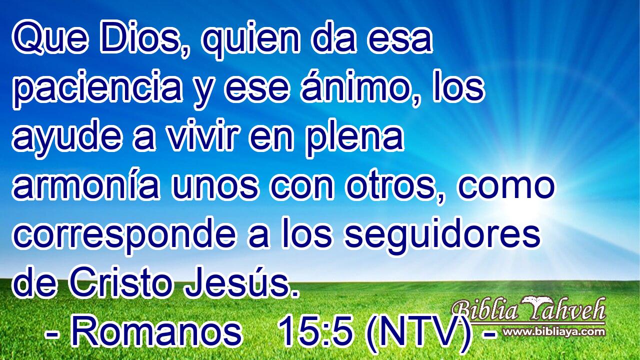 Que Dios, quien da esa paciencia y ese ánimo, los ayude a vivir en plena armonía unos con otros, como corresponde a los seguidores de Cristo Jesús.