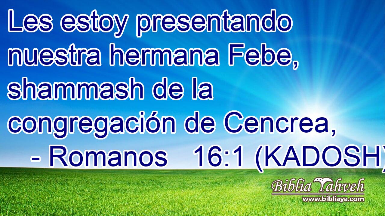  Les estoy presentando nuestra hermana Febe, shammash de la congregación de Cencrea, 