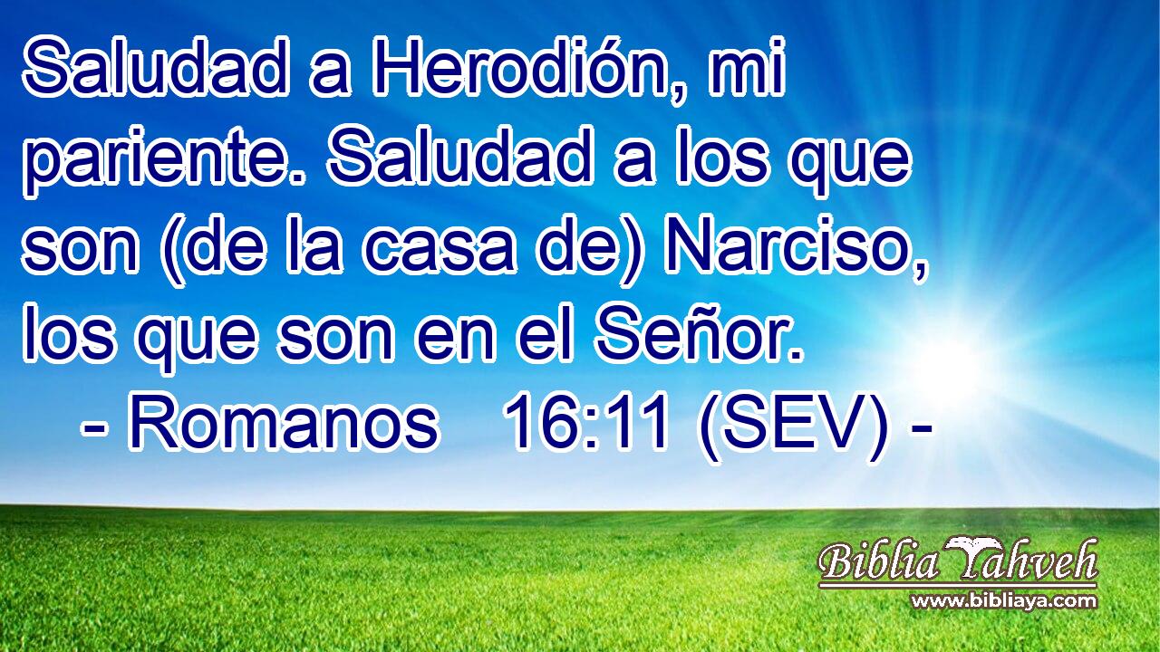 Saludad a Herodión, mi pariente. Saludad a los que son (de la casa de) Narciso, los que son en el Señor.