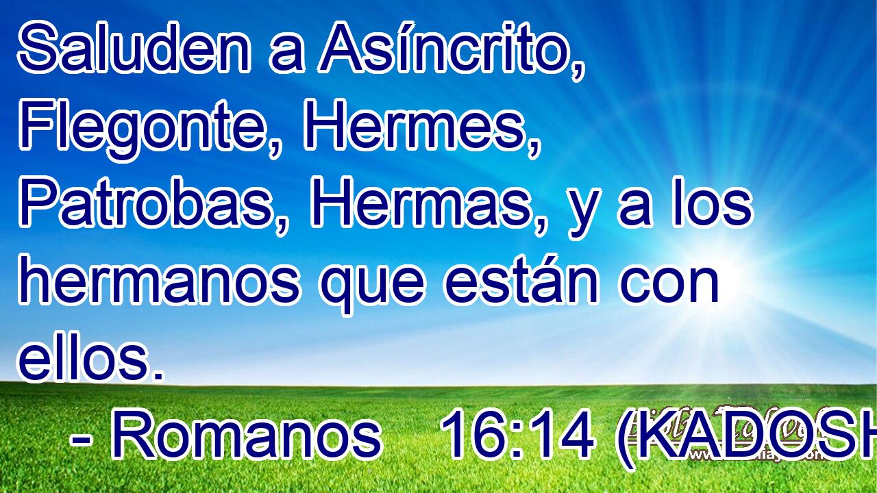  Saluden a Asíncrito, Flegonte, Hermes, Patrobas, Hermas, y a los hermanos que están con ellos. 