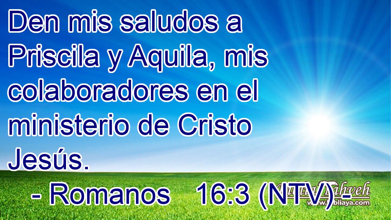 Den mis saludos a Priscila y Aquila, mis colaboradores en el ministerio de Cristo Jesús.