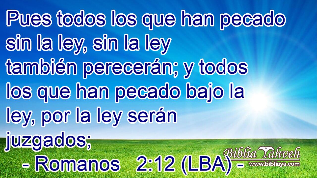 Pues todos los que han pecado sin la ley, sin la ley también perecerán; y todos los que han pecado bajo la ley, por la ley serán juzgados;