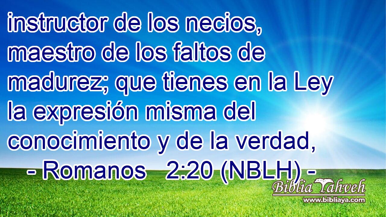  instructor de los necios, maestro de los faltos de madurez; que tienes en la Ley la expresión misma del conocimiento y de la verdad, 