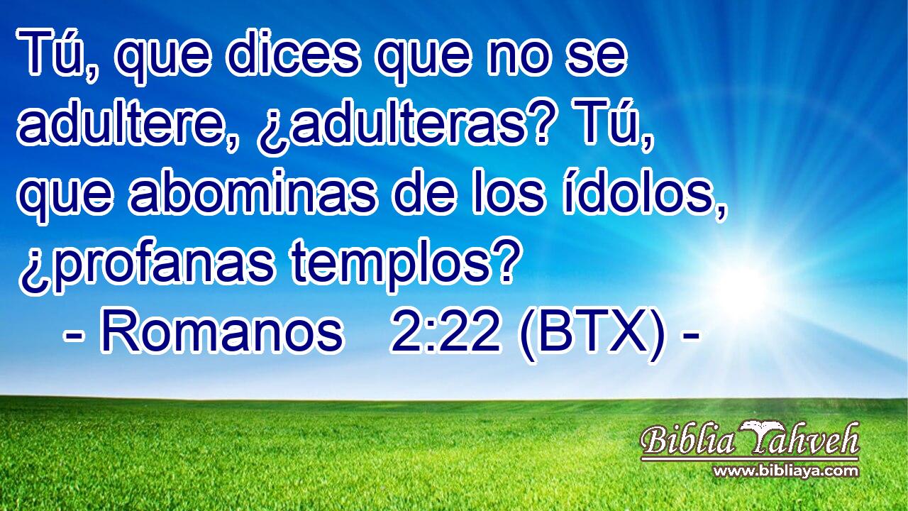 Tú, que dices que no se adultere, ¿adulteras? Tú, que abominas de los ídolos, ¿profanas templos?