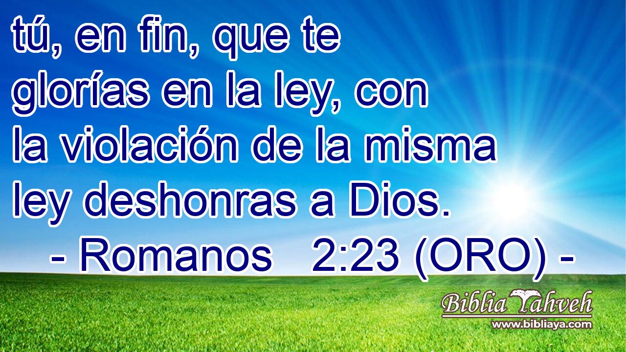  tú, en fin, que te glorías en la ley, con la violación de la misma ley deshonras a Dios. 