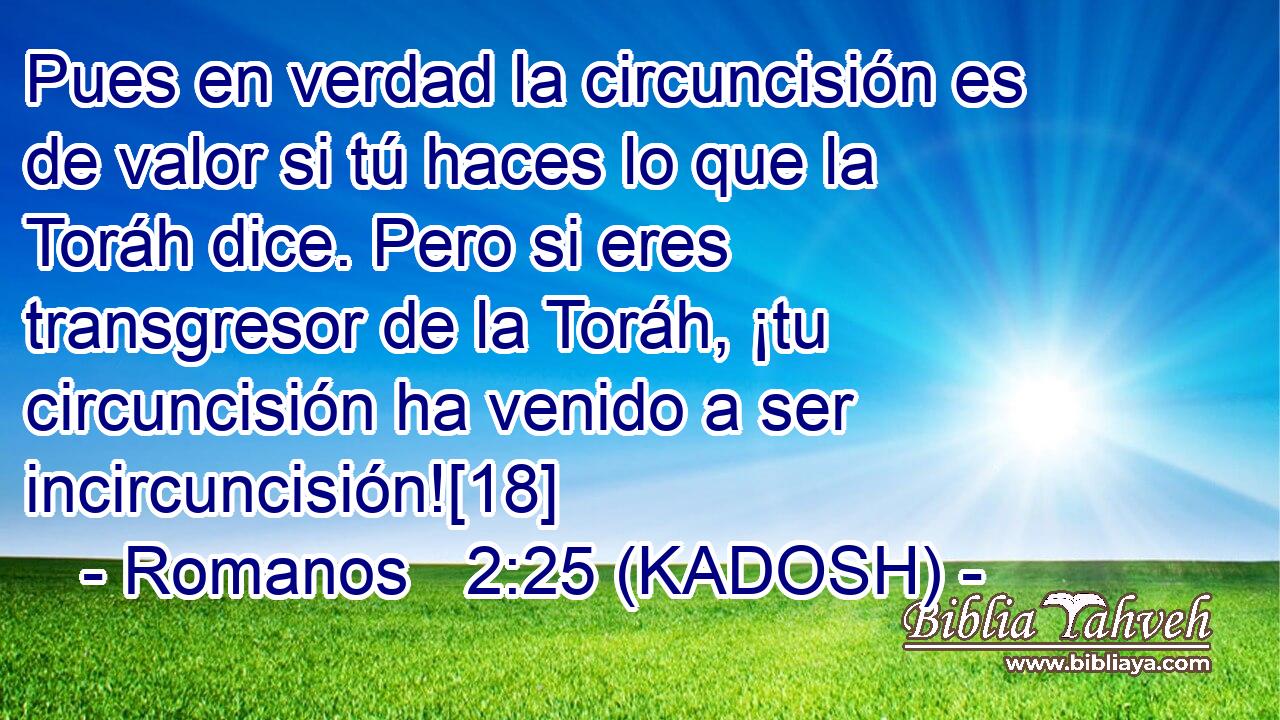  Pues en verdad la circuncisión es de valor si tú haces lo que la Toráh dice. Pero si eres transgresor de la Toráh, ¡tu circuncisión ha venido a ser incircuncisión![18] 