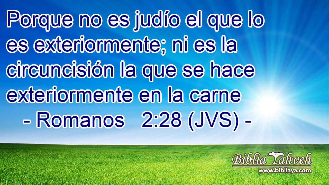 Porque no es judío el que lo es exteriormente; ni es la circuncisión la que se hace exteriormente en la carne