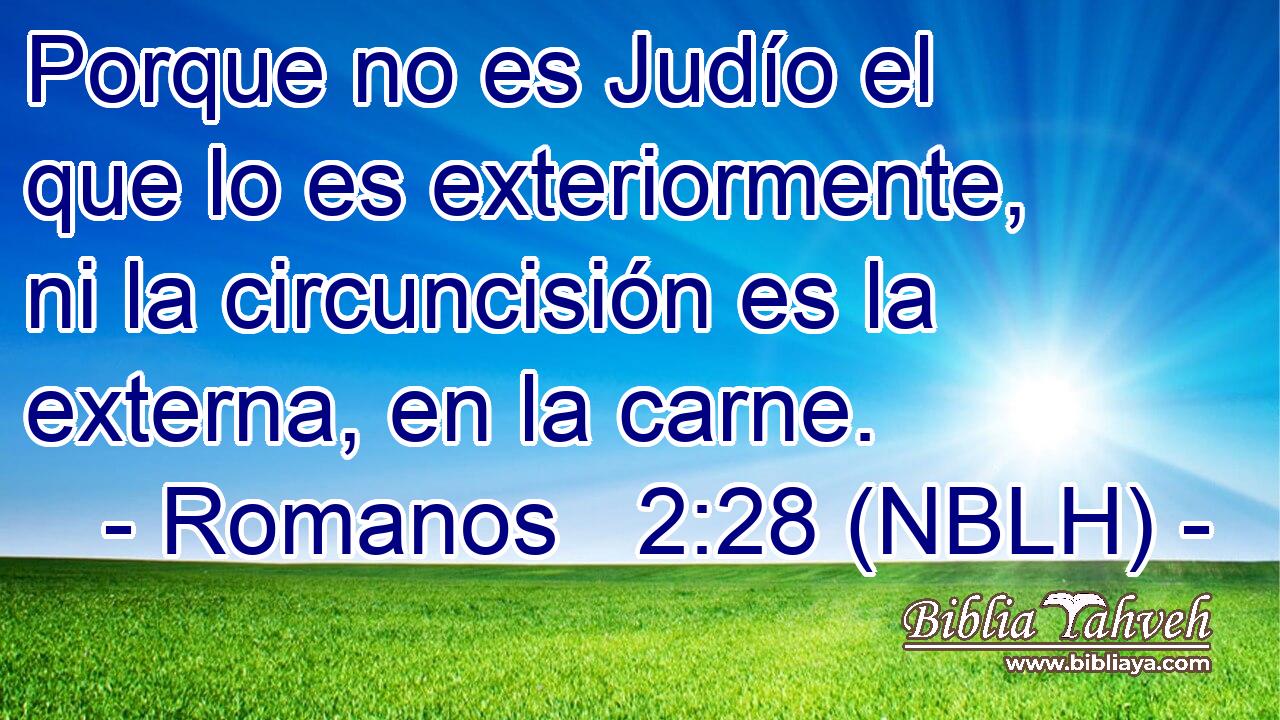  Porque no es Judío el que lo es exteriormente, ni la circuncisión es la externa, en la carne. 
