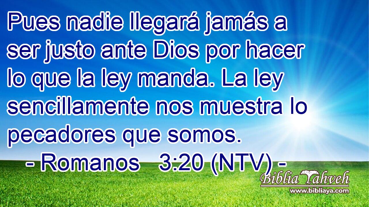 Pues nadie llegará jamás a ser justo ante Dios por hacer lo que la ley manda. La ley sencillamente nos muestra lo pecadores que somos.