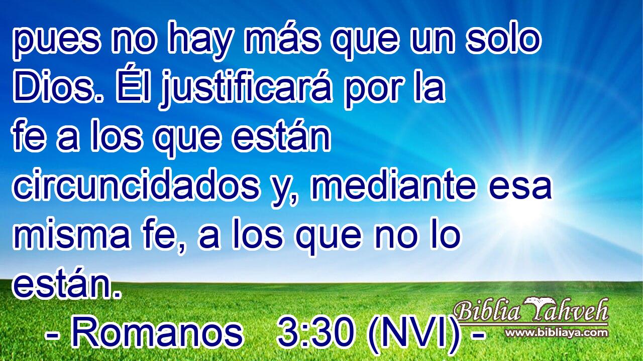  pues no hay más que un solo Dios. Él justificará por la fe a los que están circuncidados y, mediante esa misma fe, a los que no lo están. 