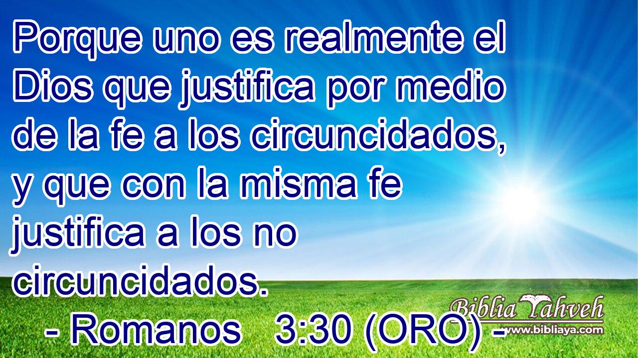  Porque uno es realmente el Dios que justifica por medio de la fe a los circuncidados, y que con la misma fe justifica a los no circuncidados. 