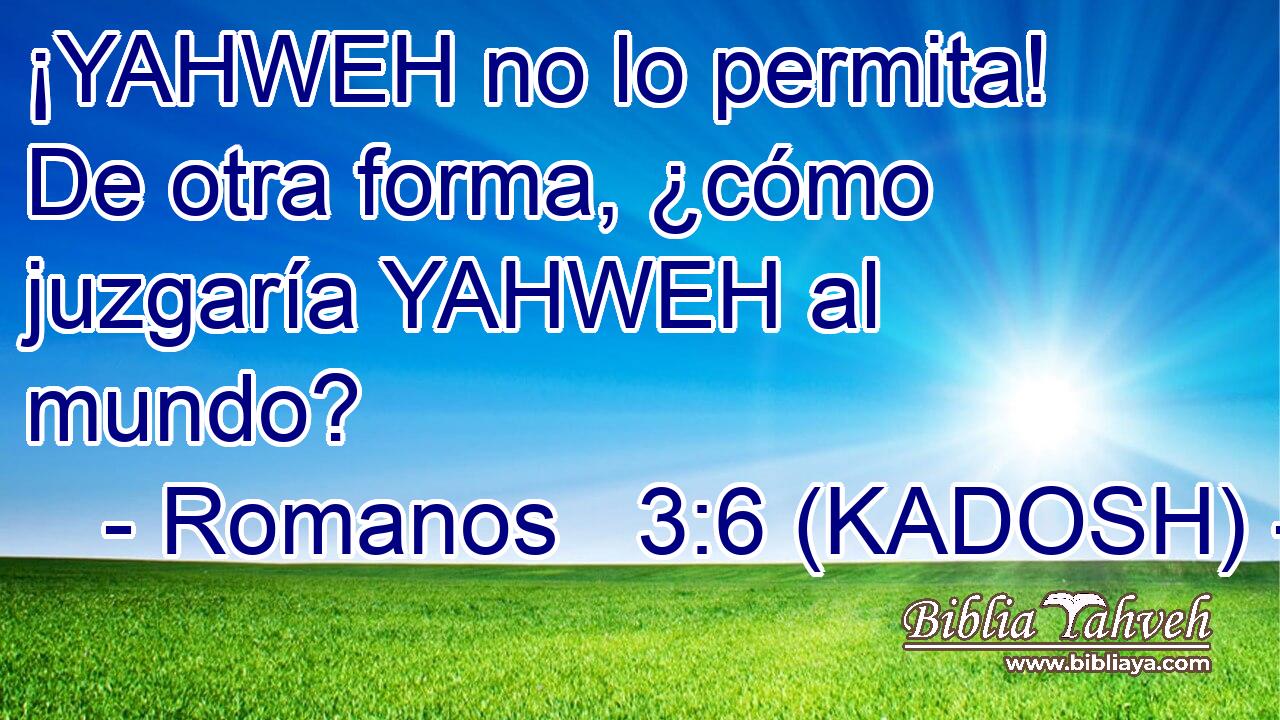  ¡YAHWEH no lo permita! De otra forma, ¿cómo juzgaría YAHWEH al mundo? 
